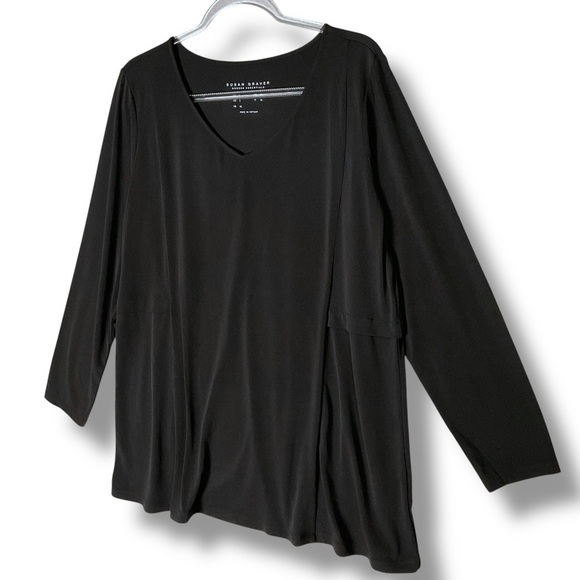 Susan Graver Modern Essentials Top Sz L V-Neck Liquid Knit Tunic Black Capsule M - Picture 5 of 11